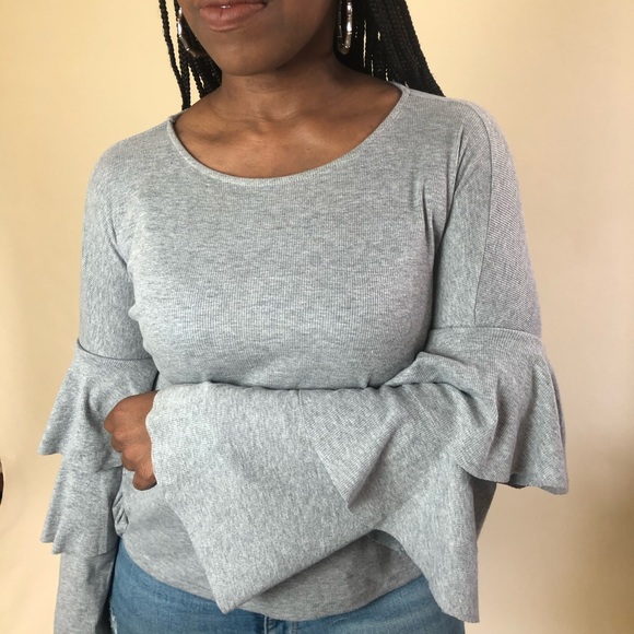 Tiered Sleeve Ribbed Long SleeveTop - Picture 3 of 15